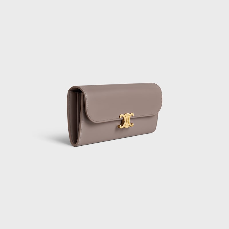 LARGE WALLET TRIOMPHE in Shiny calfskin - PEBBLE - WALLETS - 1 | CELINE