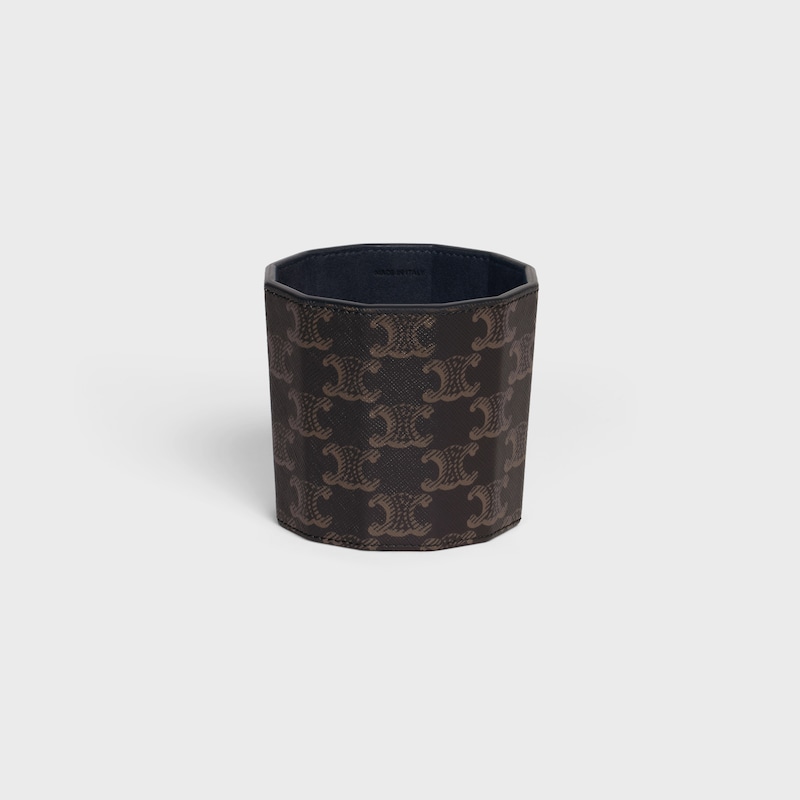 Candle Case in Triomphe Canvas and Calfskin - TAN - CELINE MAISON - 1 | CELINE