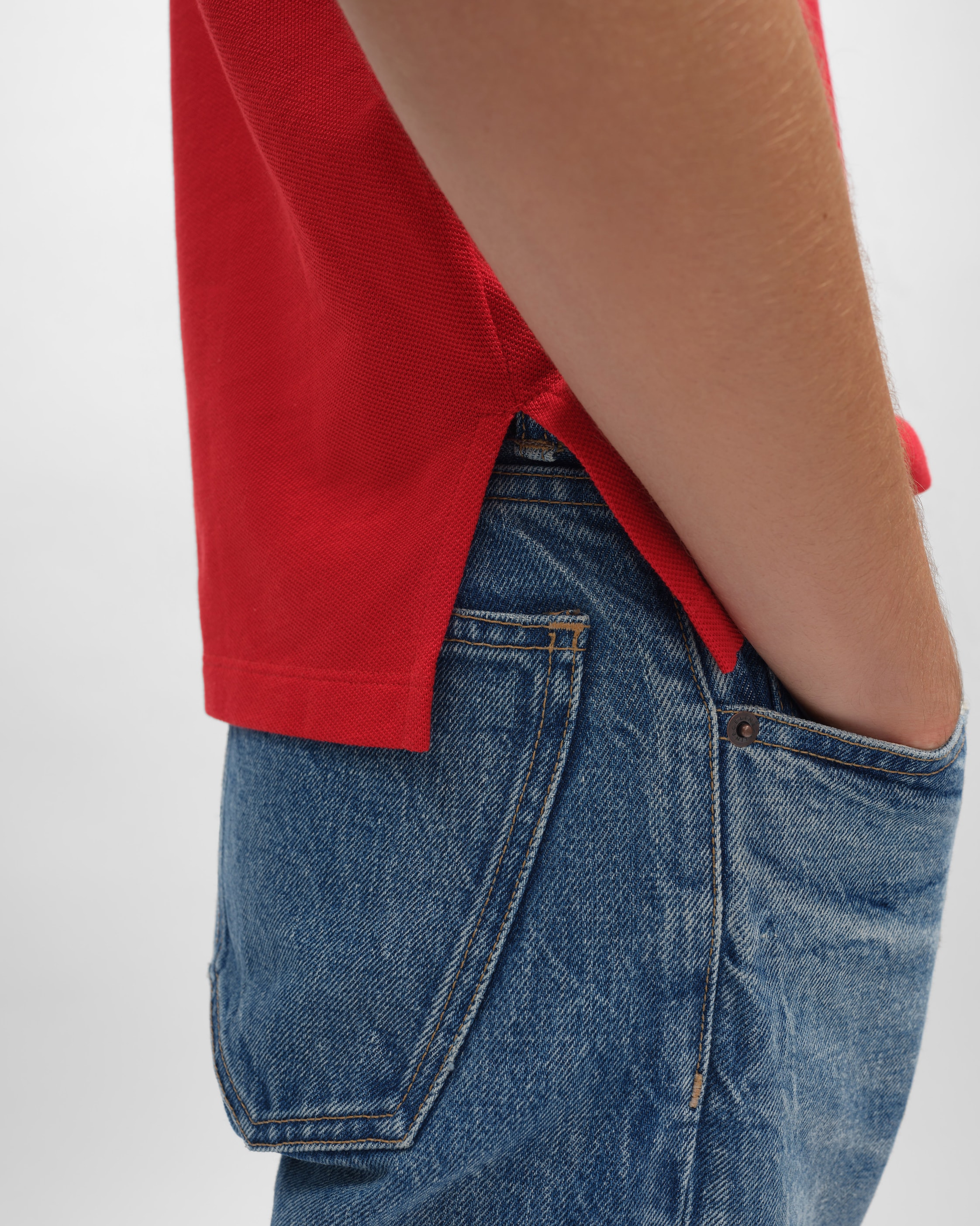 polo shirt IN PIQUE COTTON JERSEY - LIVE RED/ BLEU DENIM | CELINE