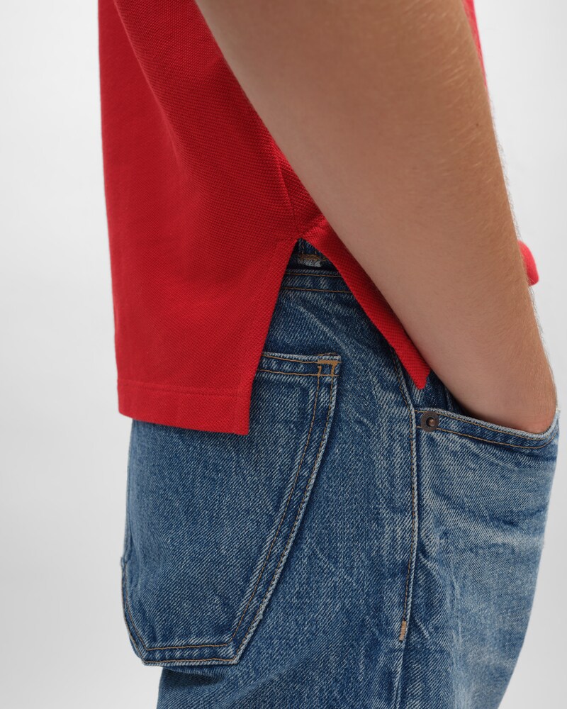 polo shirt IN PIQUE COTTON JERSEY - LIVE RED/ BLEU DENIM -  - 1 | CELINE