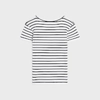 t-shirt IN striped silk jersey - OFF WHITE / BLACK -  - 2 | CELINE