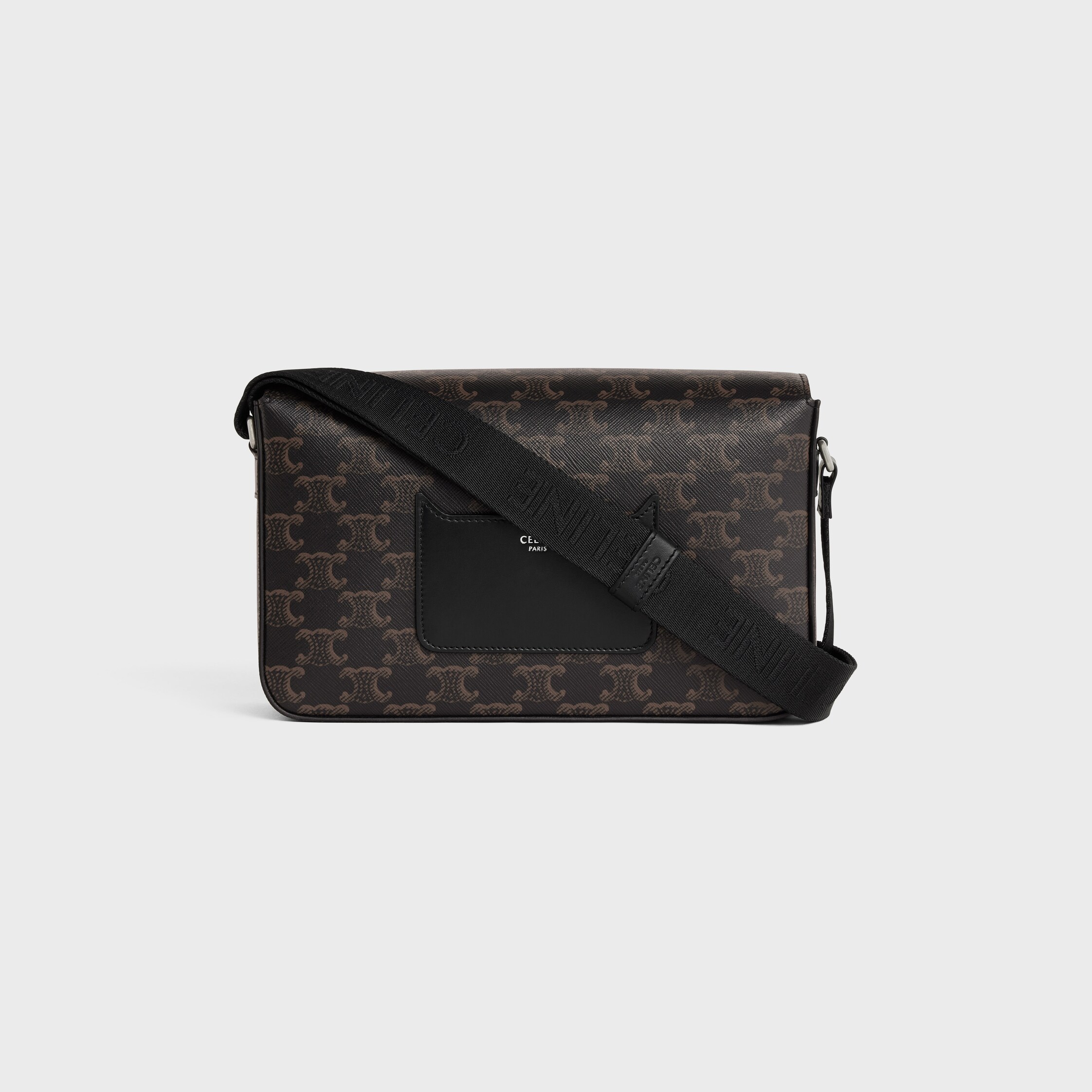 Flap Messenger bag IN TRIOMPHE CANVAS AND CALFSKIN - BLACK | CELINE