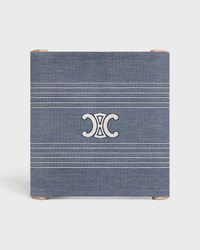 BEACH STOOL IN WOOD AND JACQUARD TEXTILE - BLUE / BEIGE - LIFESTYLE - 2 | CELINE