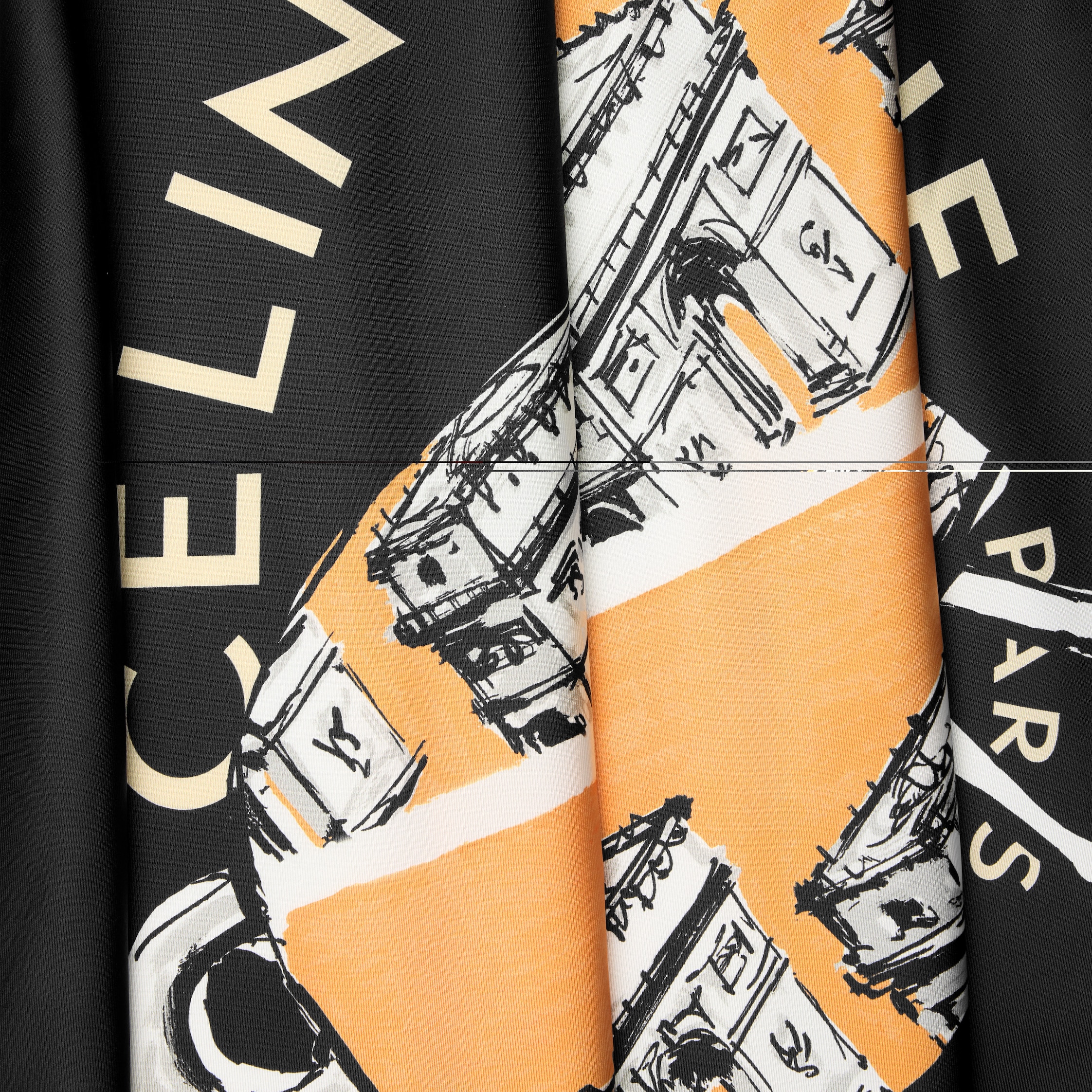 SQUARE IN CELINE HORSE SILK TWILL - BLACK/ORANGE/OFFWHITE | CELINE