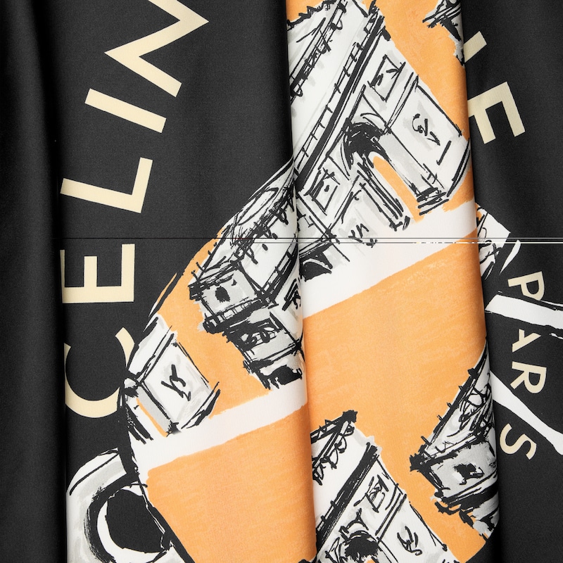 square IN CELINE HORSE SILK TWILL - BLACK/ORANGE/OFFWHITE -  - 1 | CELINE