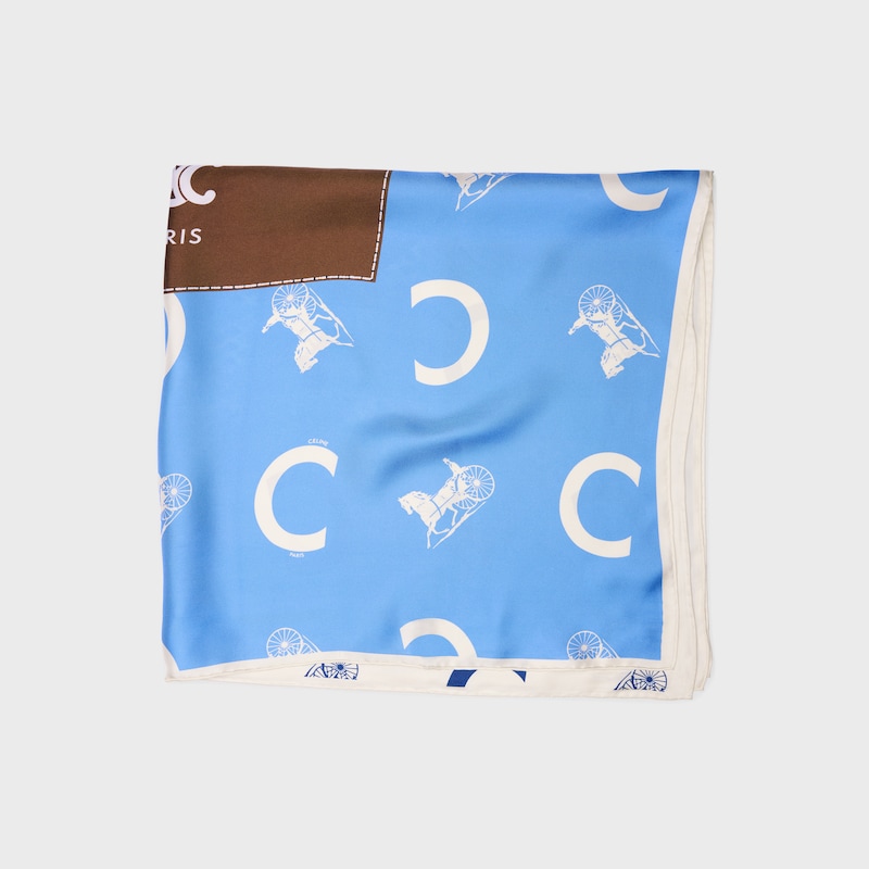 square IN silk twill - OFFWHITE/ BLUE SKY -  - 1 | CELINE