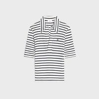 polo jersey soie rayé - BLANC/NOIR -  - 1 | CELINE