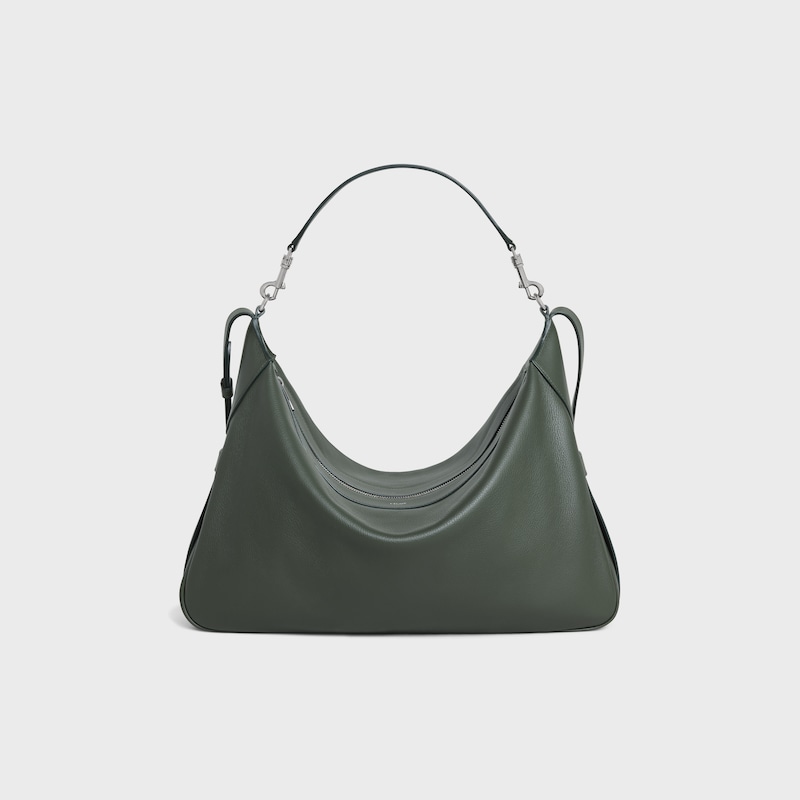 ROMY大号柔软粒面牛皮革饰带手袋 - 深军绿色 - 冬季新品 - 1 | CELINE