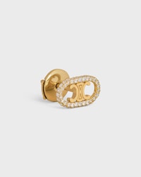 Maillon Triomphe Stud in Yellow Gold and Diamonds - Yellow Gold & White - ESSENTIAL GIFTS - 2 | CELINE