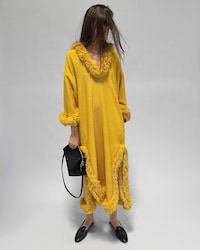 dress IN viscose and wool natté - GELB -  - 2 | CELINE