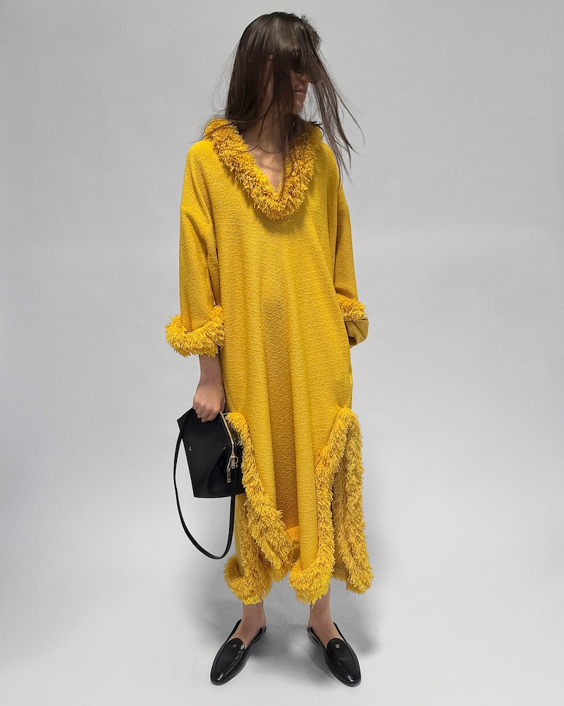 robe natté viscose laine - JAUNE -  - 1 | CELINE