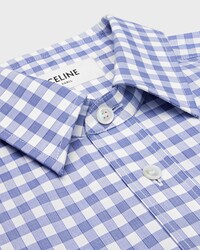 cropped shirt IN vichy cotton - BLANC/BLEU -  - 2 | CELINE