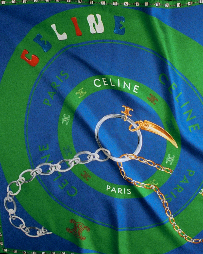 BULLSEYE FOULARD 90 - ROYAL BLUE/GREEN -  - 1 | CELINE