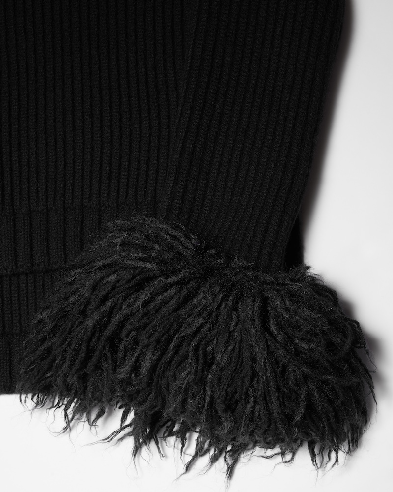 JERSEY CON CUELLO ALTO EN CANAL&Eacute; DE CACHEMIRA - NEGRO -  - 1 | CELINE