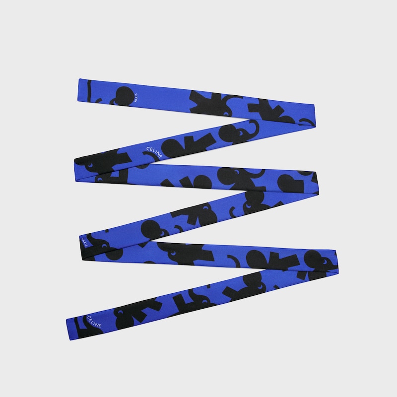 LAZO LAVALLIÈRE EN SARGA DE SEDA ELEPHANT - AZUL / NEGRO -  - 1 | CELINE
