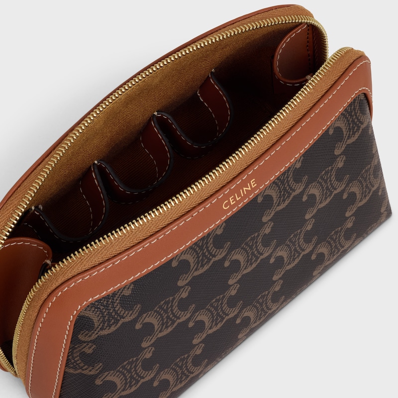 LIPPENSTIFT-KOSMETIKTASCHE AUS TRIOMPHE CANVAS UND KALBSLEDER - TAN - LIPPENSTIFTE - 1 | CELINE