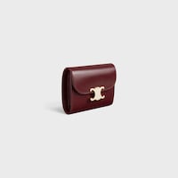 Small Flap Wallet TRIOMPHE IN Shiny calfskin and enamel - SYRAH / WHITE COTTON - NEW - 2 | CELINE
