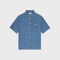 short-sleeved shirt IN cotton denim - UNION OCEAN WASH -  - 1 | CELINE