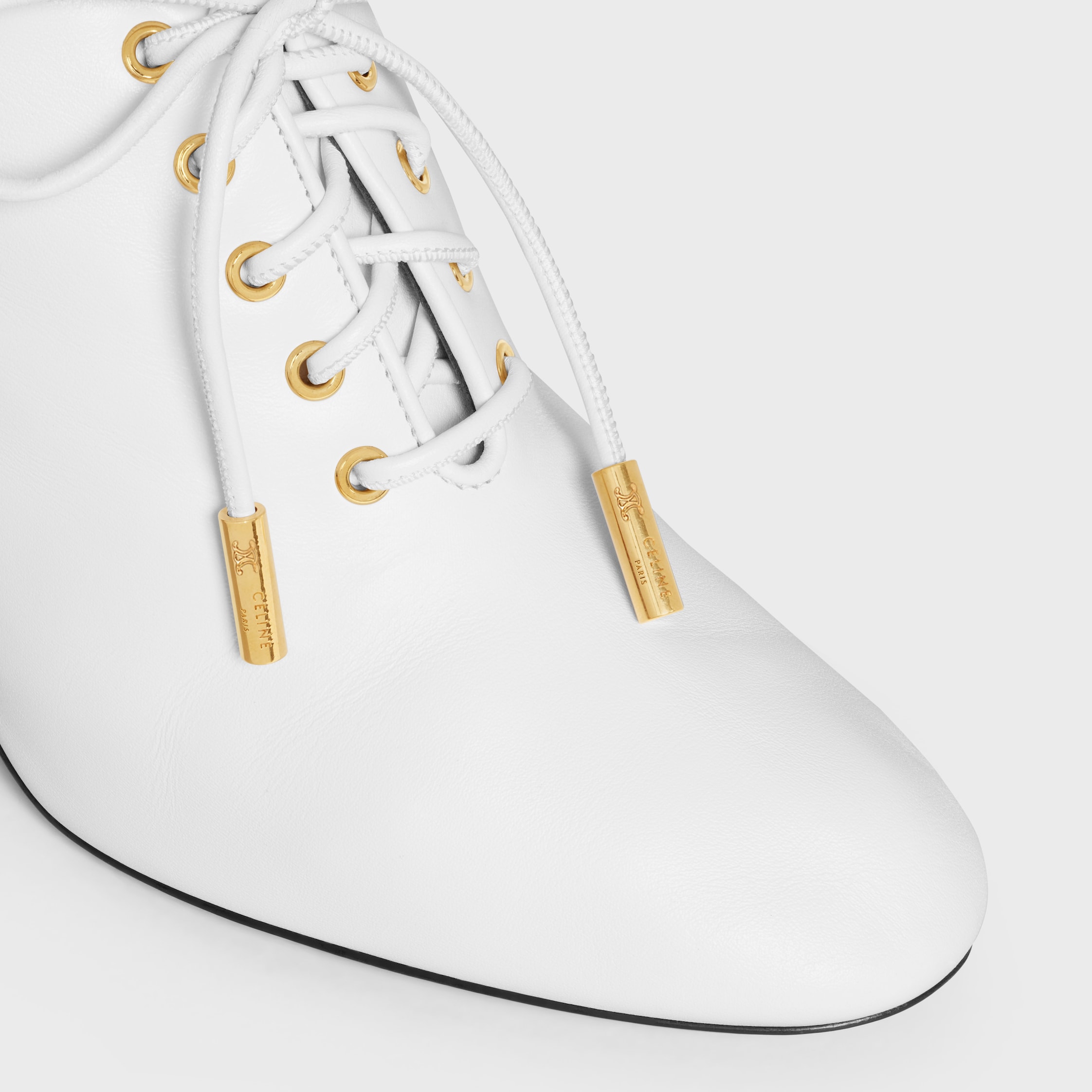 SOFT OXFORD LACE-UP HEELED BALLERINA IN calfskin - vegetal tanning
