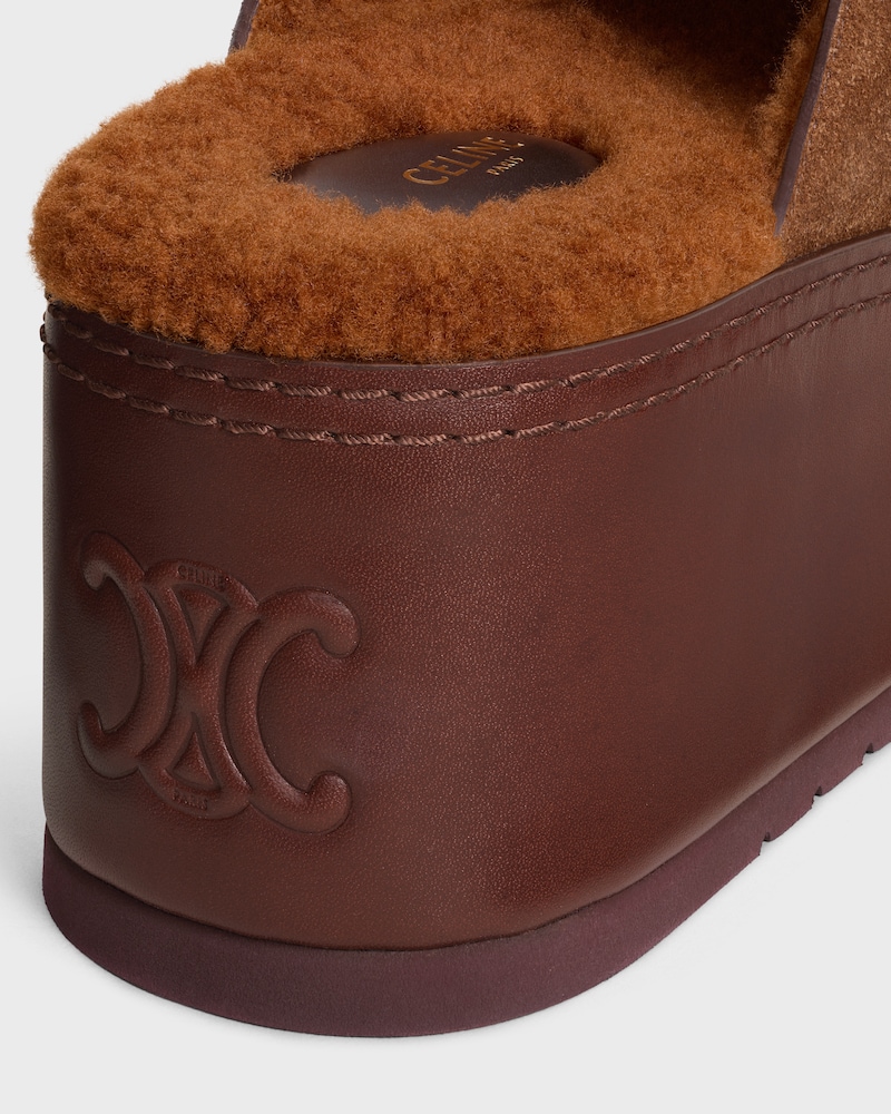 CELINE DANA MULE COMPENS&Eacute;E  EN CUIR DE VEAU VELOURS - marron fonc&eacute;  -  - 1 | CELINE