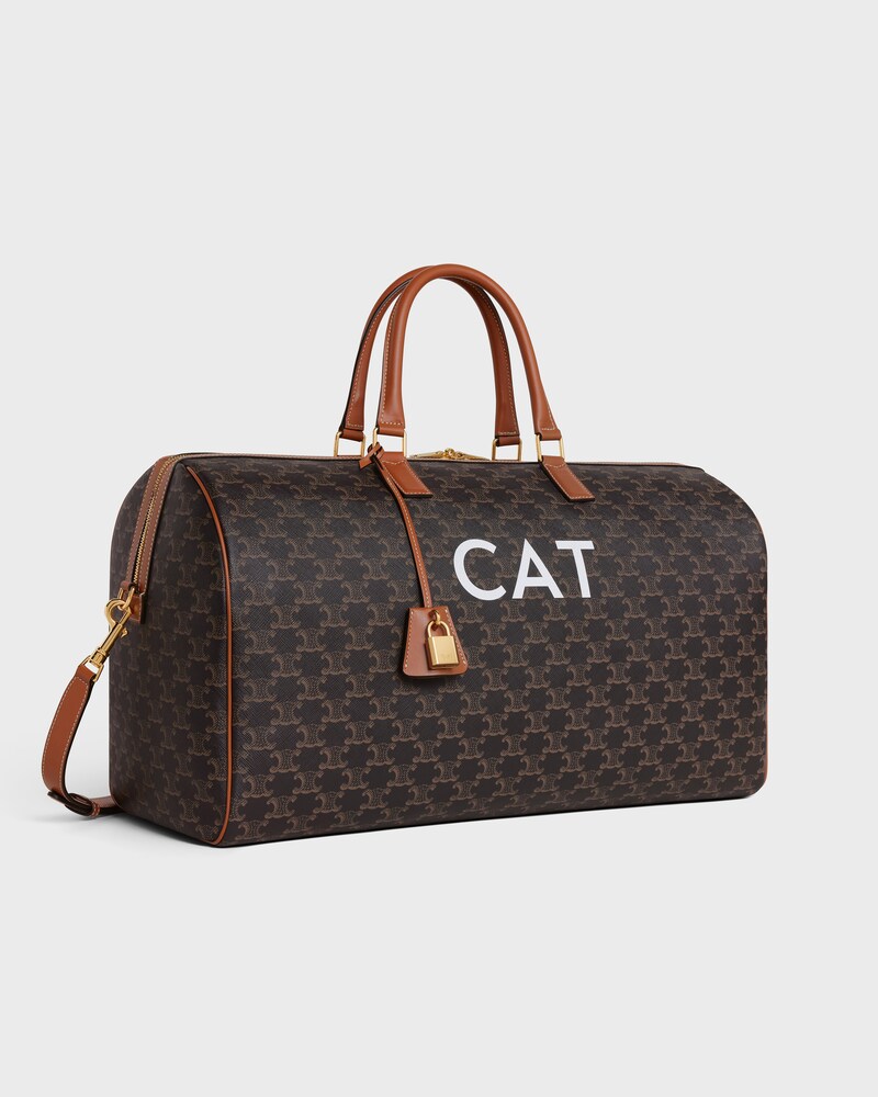 Travel 50 in Triomphe Canvas with Cat Print - TAN - DOG ACCESSORIES - 1 | CELINE