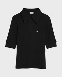 polo shirt IN ribbed cotton - BLACK / WHITE -  - 1 | CELINE