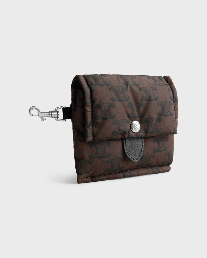 KEYRING CARD HOLDER CELINE PADDED  IN NYLON AND CALFKSIN - BROWN / BLACK - NEW - 1 | CELINE