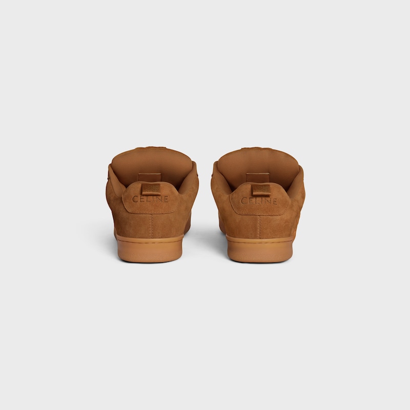CELINE HUNTINGTON LOW LACE-UP SNEAKER in SUEDE CALFSKIN AND MESH - TAN -  - 1 | CELINE
