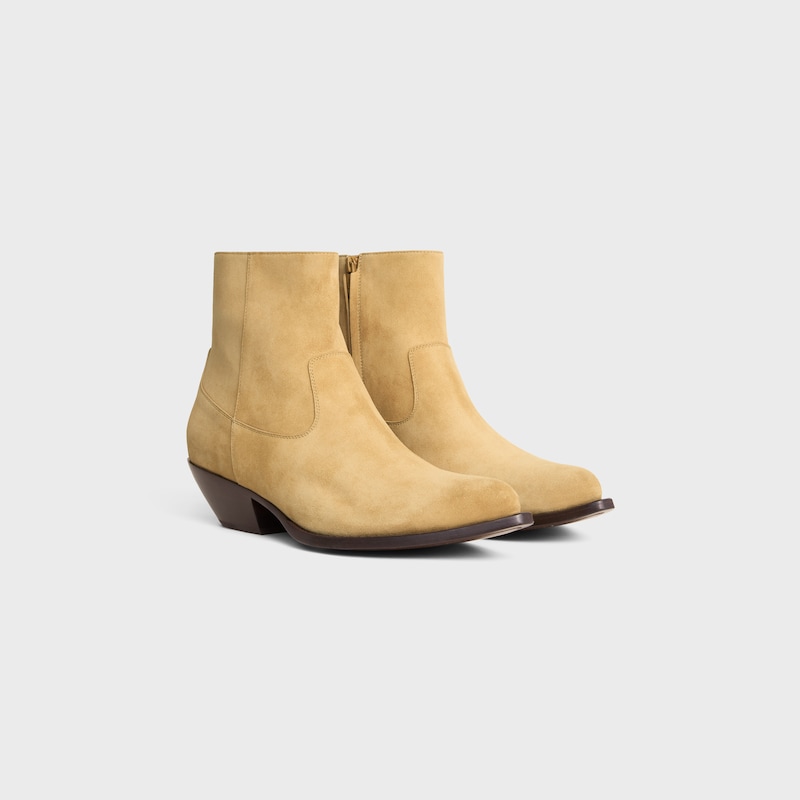 LEON ZIPPED BOOT IN SUEDE CALFSKIN - STONE BEIGE -  - 1 | CELINE