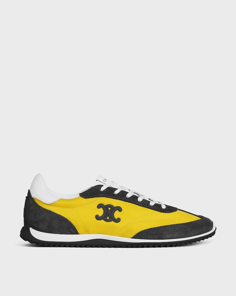 SNEAKER RACER EN NYLON, CUIR DE VEAU VELOURS ET CUIR DE VEAU - JAUNE/GRIS FONCÉ -  - 1 | CELINE