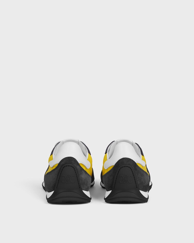 SNEAKER RACER EN NYLON, CUIR DE VEAU VELOURS ET CUIR DE VEAU - JAUNE/GRIS FONCÉ -  - 1 | CELINE