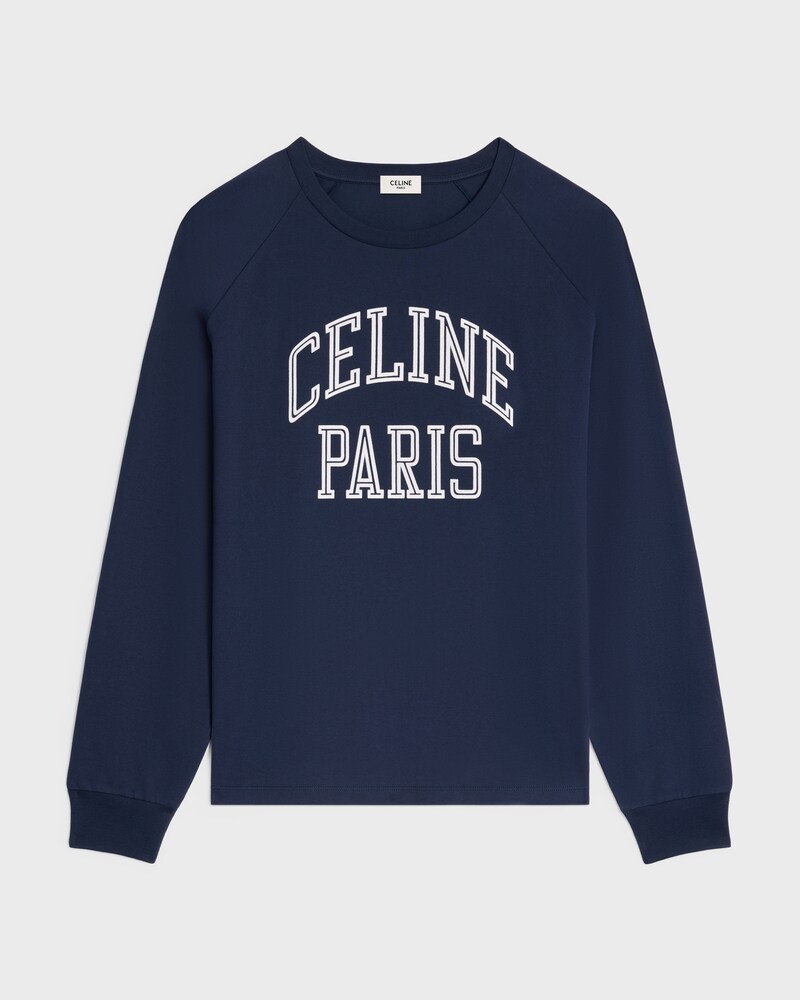 long sleeved t-shirt IN cotton jersey - NAVY/OFF WHITE -  - 1 | CELINE