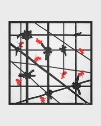 square IN ELEPHANT SILK TWILL - OPTIC WHITE/RED/BLACK -  - 1 | CELINE