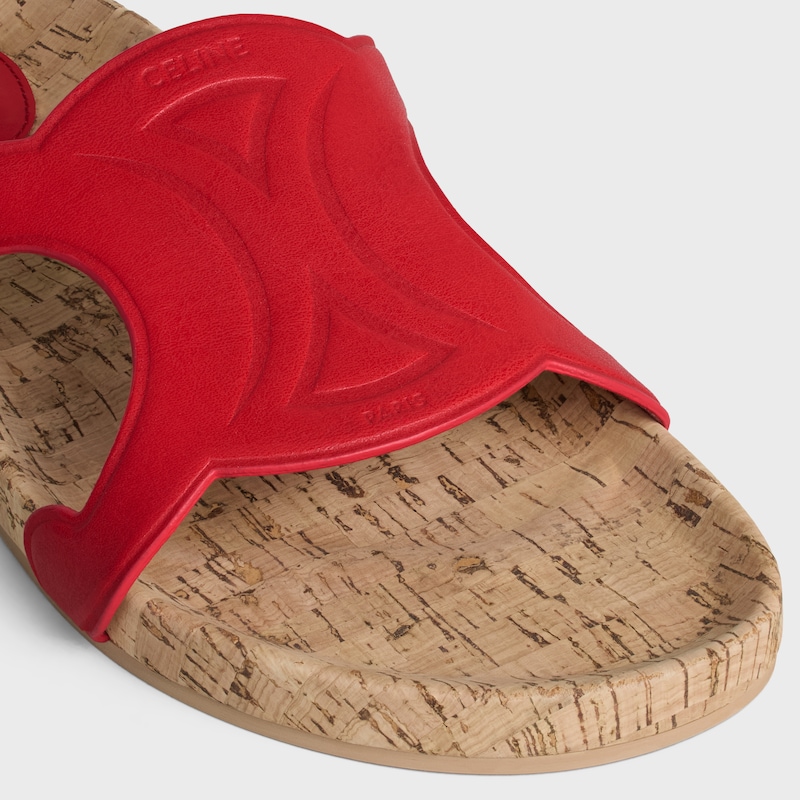 TRIOMPHE SLIDE IN SHINY CALFSKIN - ULTRA RED -  - 1 | CELINE