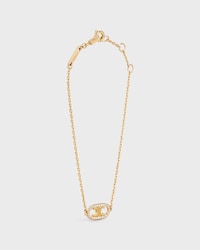 Maillon Triomphe Bracelet in Yellow Gold and Diamonds - Yellow Gold & White -  - 2 | CELINE