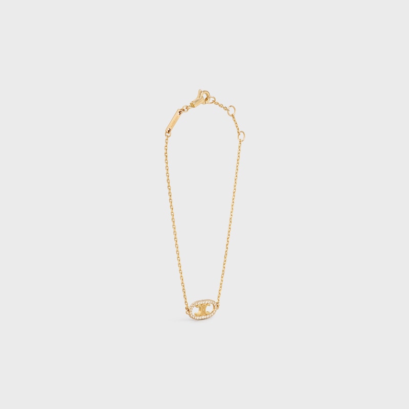 Maillon Triomphe Bracelet in Yellow Gold and Diamonds - Yellow Gold & White -  - 1 | CELINE