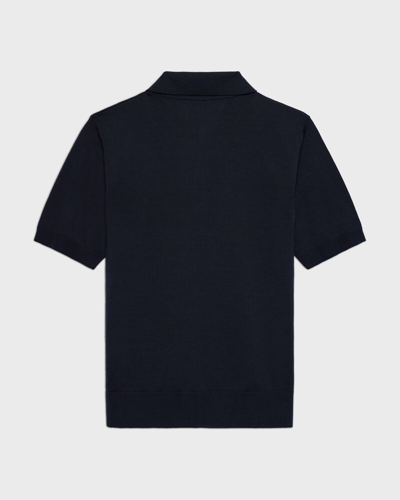 MAGLIA STILE POLO IN SETA FINE E COTONE - BLU NAVY -  - 1 | CELINE