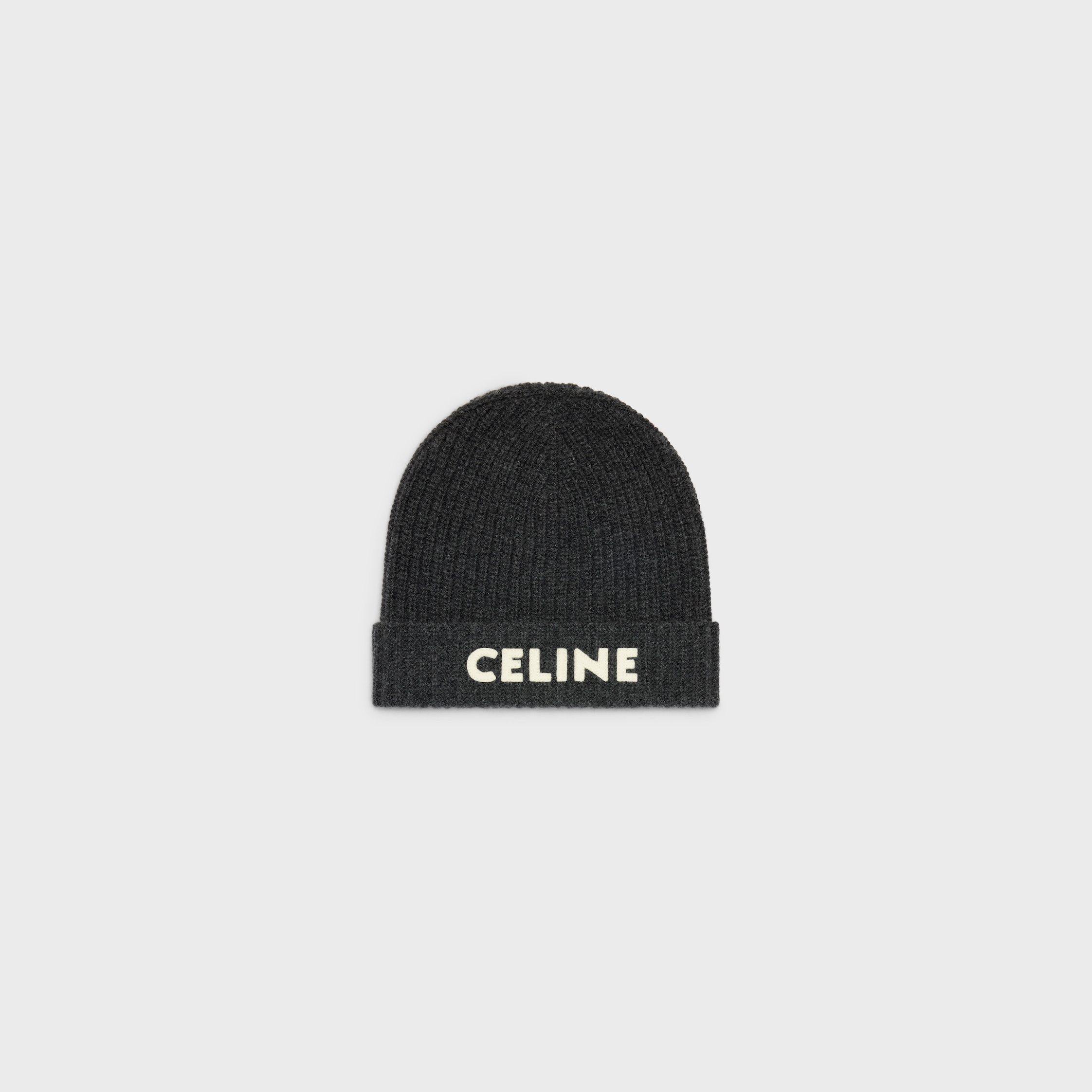 CELINE ニット帽 / リブ編みウール - アンスラサイト | CELINE