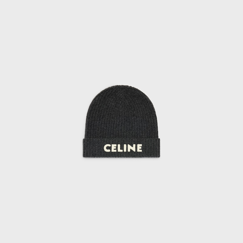 celine beanie in ribbed wool - ANTHRACITE -  - 1 | CELINE