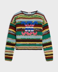 JERSEY CON CUELLO REDONDO DE ALPACA MOULINÉ Y LANA - VERDE/MULTICOLOR -  - 1 | CELINE
