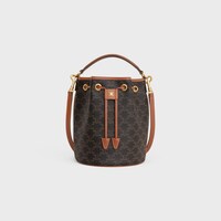 CLARA BAG IN TRIOMPHE CANVAS AND CALFSKIN - TAN - BUCKET BAGS - 1 | CELINE