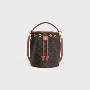 CLARA BAG IN TRIOMPHE CANVAS AND CALFSKIN - TAN - BUCKET BAGS - 1 | CELINE