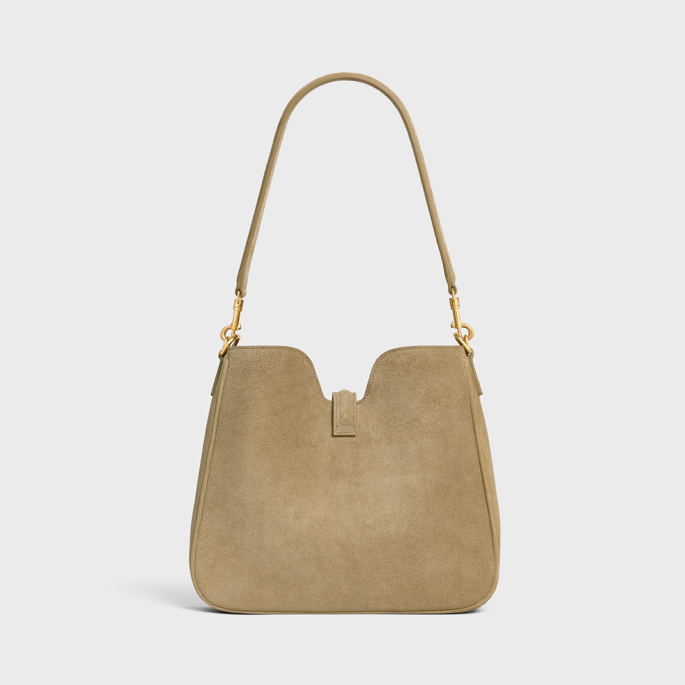 SMALL CAMILLE 16 SOFT BAG IN SUEDE CALFSKIN - STONE BEIGE | CELINE