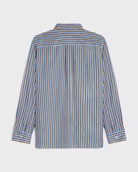 oversized shirt IN silk twill - BLUE/BROWN/IVORY -  - 2 | CELINE