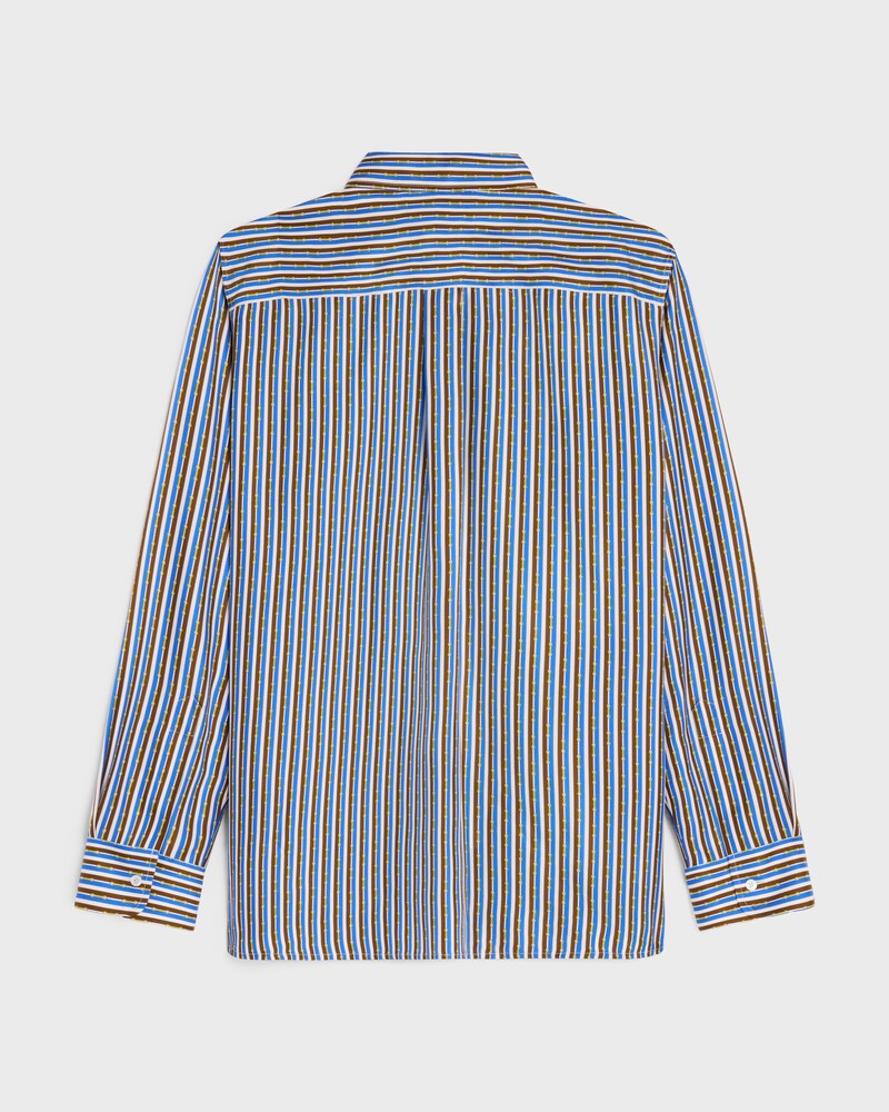oversized shirt IN silk twill - BLUE/BROWN/IVORY -  - 1 | CELINE
