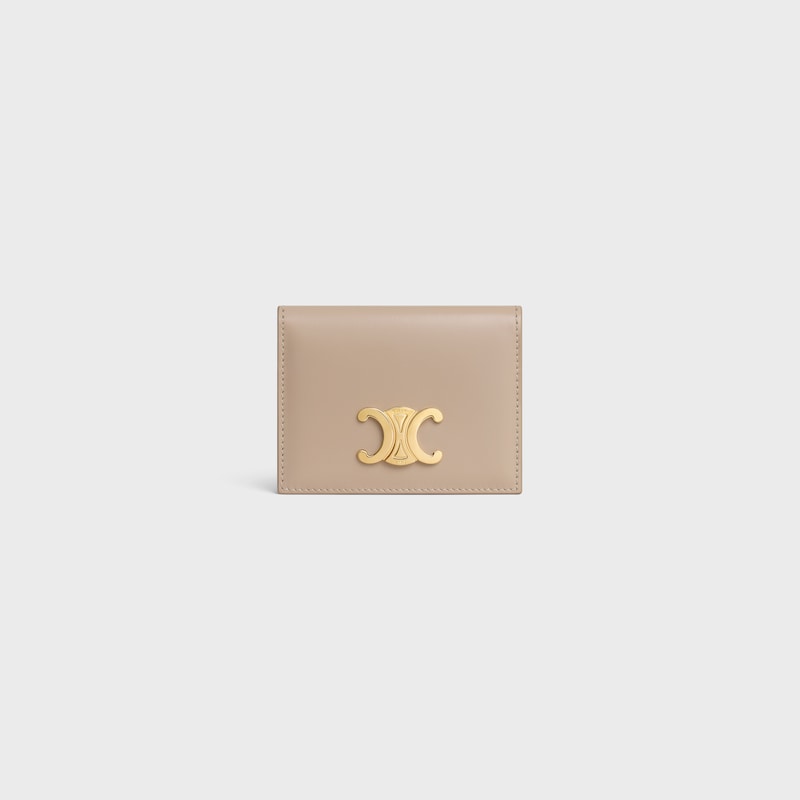 BI-FOLD CARD HOLDER TRIOMPHE IN Shiny calfskin - SAFARI - CARD HOLDERS - 1 | CELINE