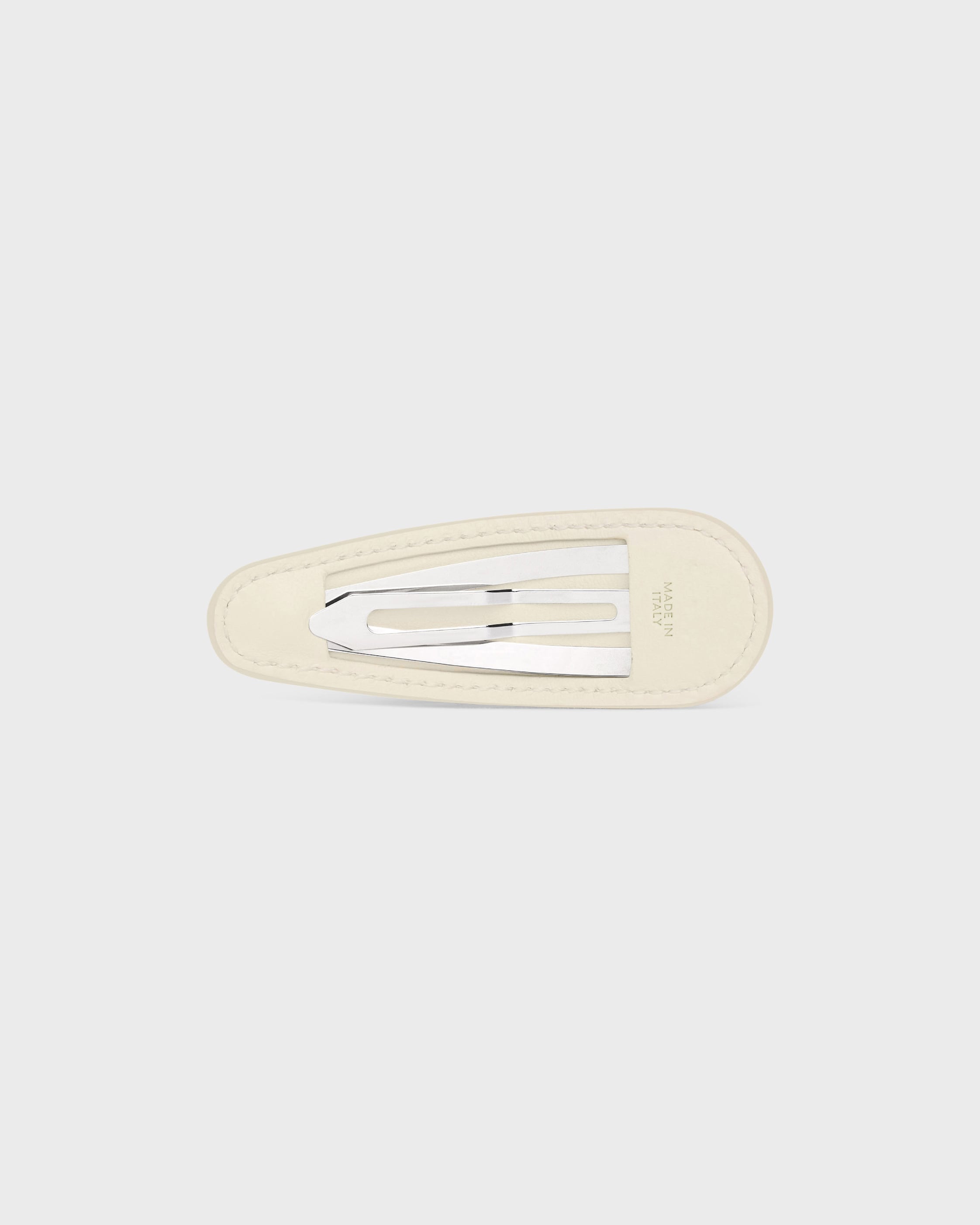 CELINE LARGE HAIR CLIP IN LAMBSKIN, BRASS WITH GOLD FINISH AND