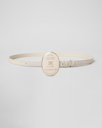 MINI MAISON CELINE BELT 13MM IN TAURILLON LEATHER WITH VARNISHED BUCKLE - RICE -  - 2 | CELINE