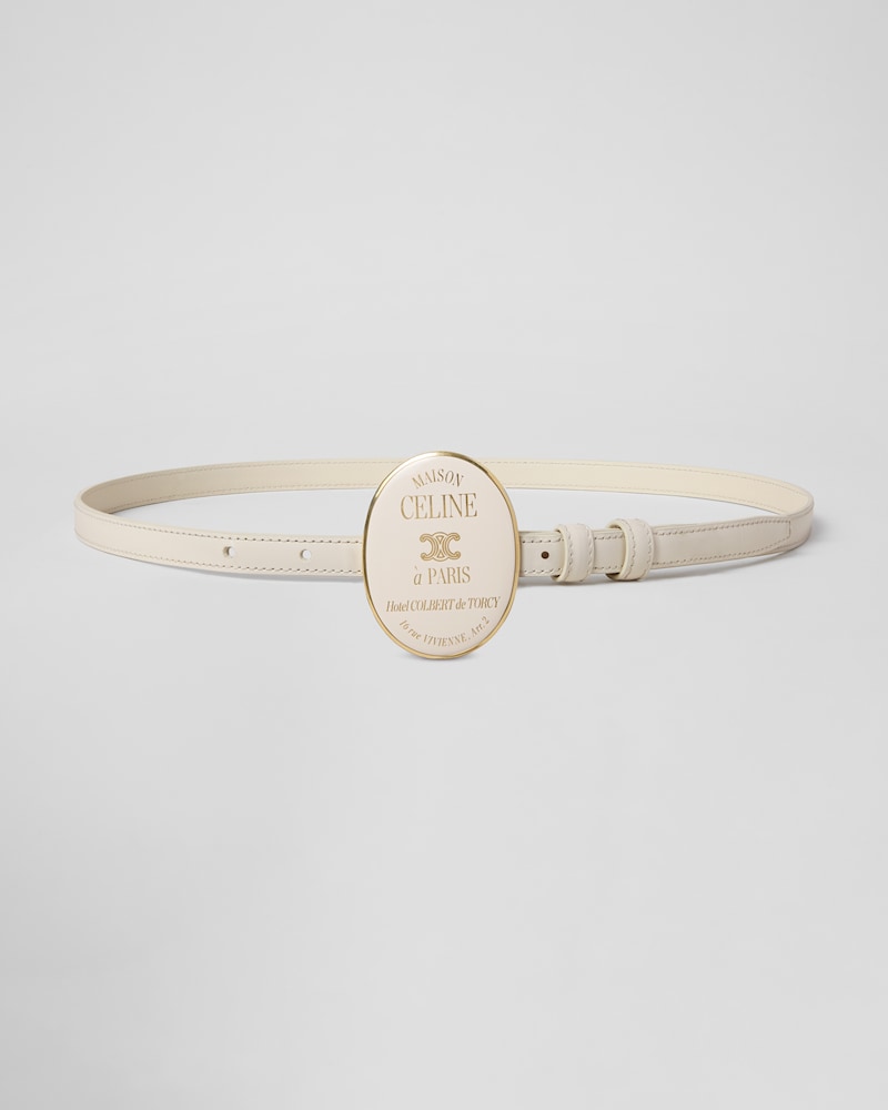 MINI MAISON CELINE BELT 13MM IN TAURILLON LEATHER WITH VARNISHED BUCKLE - RICE -  - 1 | CELINE