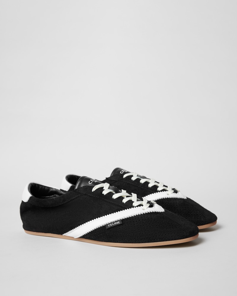 THE FLAT SNEAKER IN SUEDE CALFSKIN AND LAMBSKIN - BLACK -  - 1 | CELINE